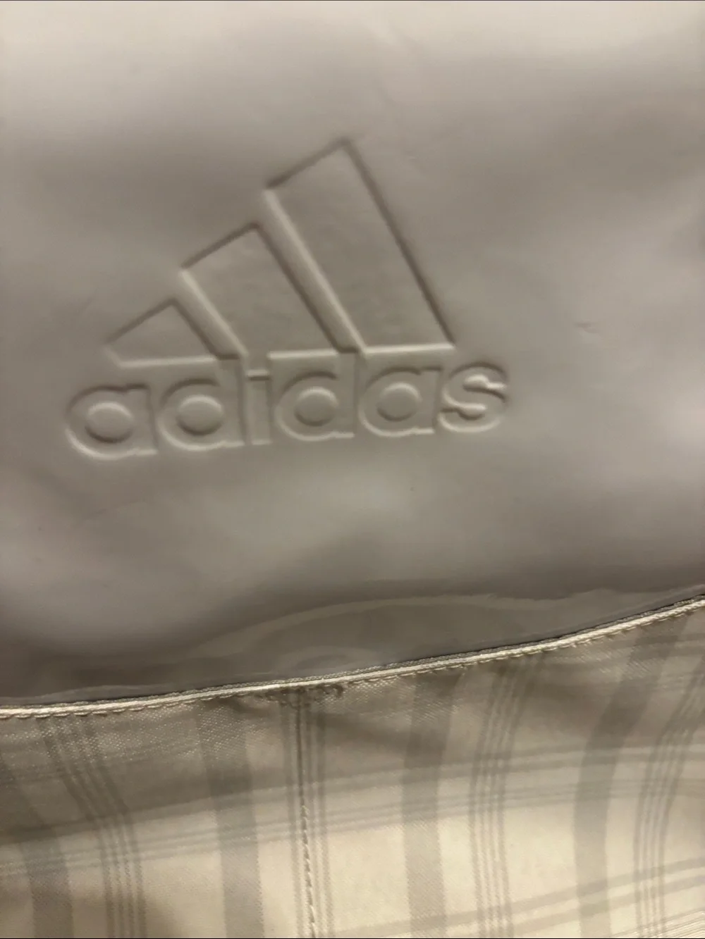 adidas White and Light Gray Plaid Messenger Bag / golf bag unisex